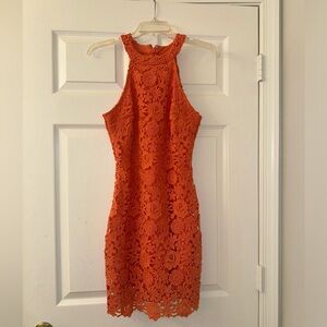Lulus Orange Floral Lace Dress!